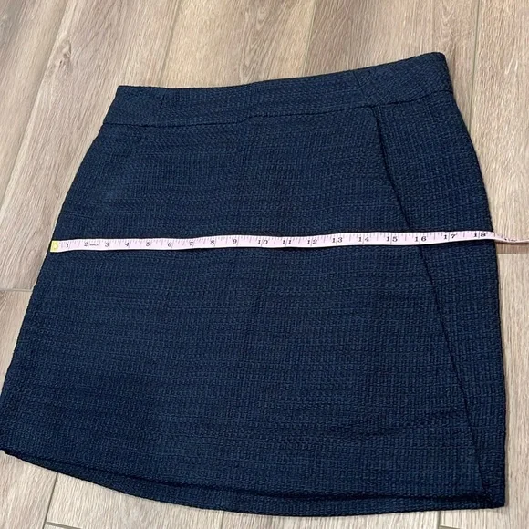 NWT LOFT Navy Blue Woven Sweater Skirt Size 4 Pockets Tweed Career Office - Picture 8 of 16